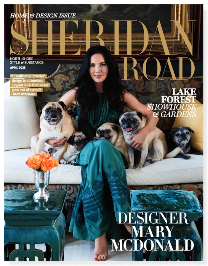 Sheridan Road magazine cover with a woman and pugs.